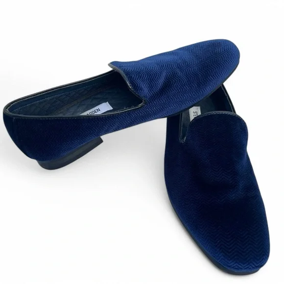 Steve Madden Velvet Loafers Men’s Size 9 Chevron Embossed Cobalt Blue - Picture 13 of 13